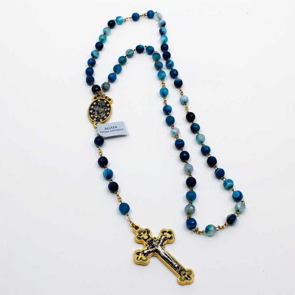CHAPELET AGATE BLEUE